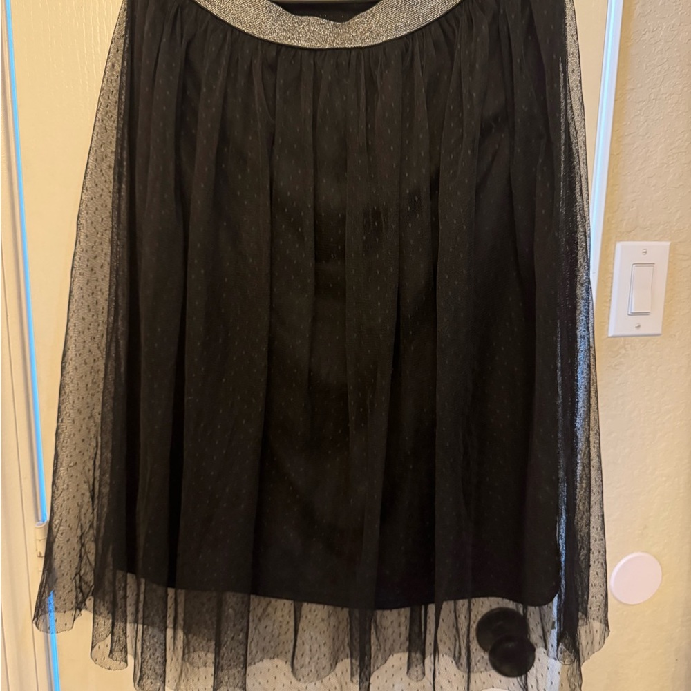 Express Black A-Line Skirt with Silver Trim